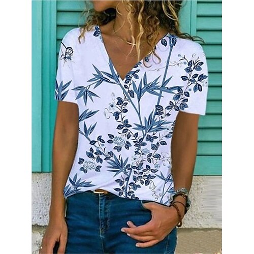 Women's Casual Daily T shirt Tee Floral Short Sleeve Patchwork Print V Neck Basic Tops Blue S / 3D Print
Women's Casual Daily T shirt Tee Floral Short Sleeve Patchwork Print V Neck Basic Tops Blue S / 3D Print