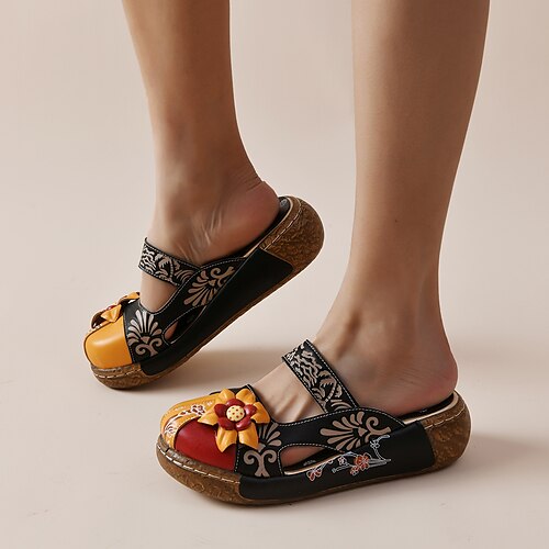 Women's Slippers Daily Plus Size Outdoor Slippers Summer Flower Flat Heel Round Toe PU Leather Loafer Color Block Green Yellow Red
Women's Slippers Daily Plus Size Outdoor Slippers Summer Flower Flat Heel Round Toe PU Leather Loafer Color Block Green Yellow Red