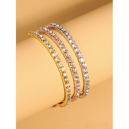 Women's Cuff Bracelet Bracelet Tennis Chain Princess Simple Fashion European Rhinestone Bracelet Jewelry Rose Gold / Golden / Silver For Gift Daily Engagement Prom Work
Women's Cuff Bracelet Bracelet Tennis Chain Princess Simple Fashion European Rhinestone Bracelet Jewelry Rose Gold / Golden / Silver For Gift Daily Engagement Prom Work