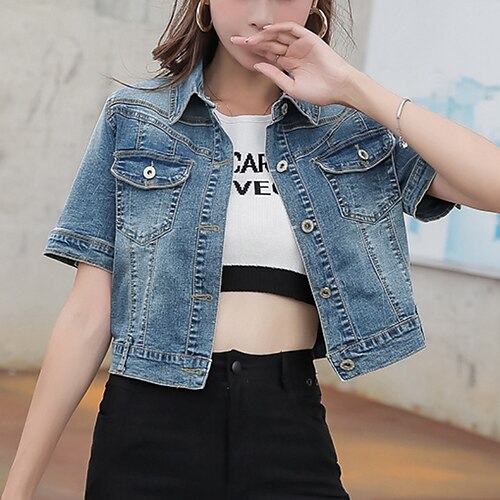 Per donna Giacca di jeans Esterno Strada Giornaliero Primavera Estate Corto Cappotto Standard Traspirante Streetwear Informale Giacca Manica corta Tinta unica Tasche Blu marino
Per donna Giacca di jeans Esterno Strada Giornaliero Primavera Estate Corto Cappotto Standard Traspirante Streetwear Informale Giacca Manica corta Tinta unica Tasche Blu marino
