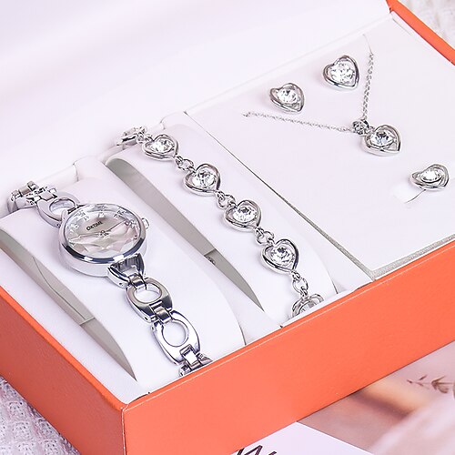 6pcs/Set Fashion Laides Women Quartz Watches Stylish Diamond Gift Watch Heart Ring Necklace Bracelet Earrings
6pcs/Set Fashion Laides Women Quartz Watches Stylish Diamond Gift Watch Heart Ring Necklace Bracelet Earrings