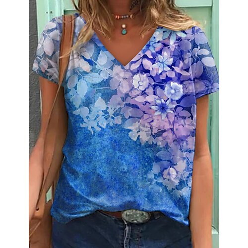 Damen T Shirt Rote Blau Purpur Blumen Bedruckt Kurzarm Casual Festtage Basic V Ausschnitt Standard Blume Farbe S
Damen T Shirt Rote Blau Purpur Blumen Bedruckt Kurzarm Casual Festtage Basic V Ausschnitt Standard Blume Farbe S