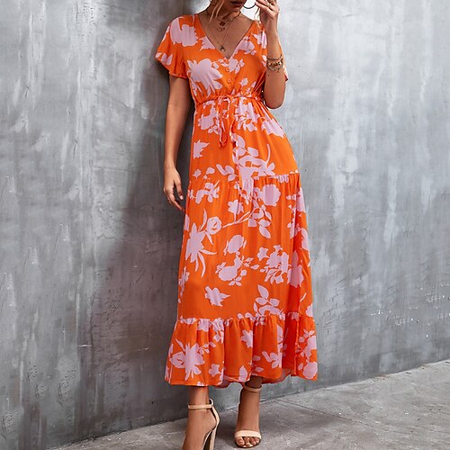 Women's Floral Dress Long Dress Maxi Dress Pink Yellow Fuchsia Short Sleeve Floral Print Spring Summer V Neck Modern Loose Fit 2022 S M L XL XXL
Women's Floral Dress Long Dress Maxi Dress Pink Yellow Fuchsia Short Sleeve Floral Print Spring Summer V Neck Modern Loose Fit 2022 S M L XL XXL