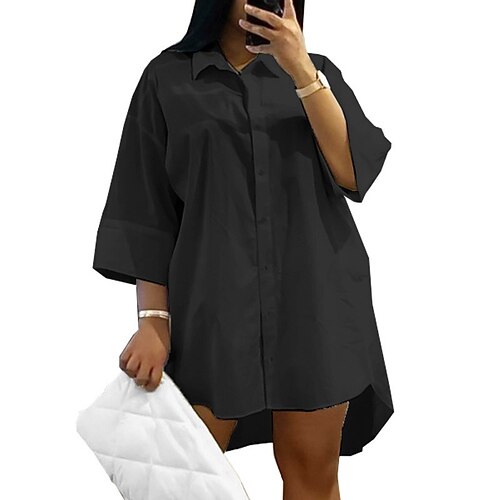 kvinners plus size skjortekjole ensfarget skjortekrage langermet høst vår basic casual kort minikjole uformell hverdagskjole
kvinners plus size skjortekjole ensfarget skjortekrage langermet høst vår basic casual kort minikjole uformell hverdagskjole