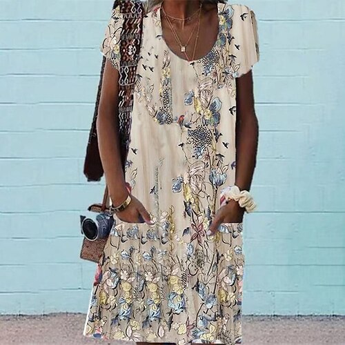 Mujer Vestido informal Vestido de cambio Beige Manga Corta Floral Bolsillo Primavera Verano Cuello Barco Fin de semana Holgado 2022 S M L XL XXL
Mujer Vestido informal Vestido de cambio Beige Manga Corta Floral Bolsillo Primavera Verano Cuello Barco Fin de semana Holgado 2022 S M L XL XXL