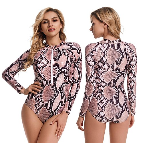 Women's One Piece Swimsuit Rash Guard Swimwear Bathing Suit UV Sun Protection UPF50 Breathable Stretchy Long Sleeve Front Zip - Swimming Surfing Beach Water Sports Leopard Print Summer / Quick Dry
Women's One Piece Swimsuit Rash Guard Swimwear Bathing Suit UV Sun Protection UPF50 Breathable Stretchy Long Sleeve Front Zip - Swimming Surfing Beach Water Sports Leopard Print Summer / Quick Dry