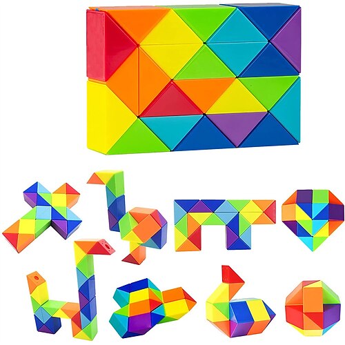

1PC Snake Fidget Toy Cube Twist Puzzle 24 Wedges Large Size Rainbow Magic Snake Toy Brain Teaser Stocking Stuffers Party Favors Game Goodie Bags Fillers for Teenagers Adults Teens