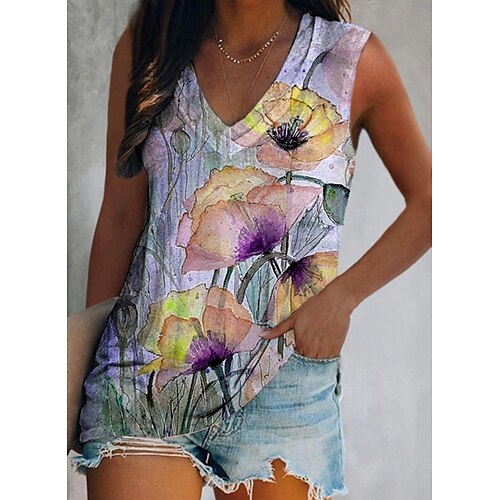 Women's Tank Top Vest Green Pink Yellow Floral Print Sleeveless Daily Holiday Streetwear Casual V Neck Regular Floral S / 3D Print
Women's Tank Top Vest Green Pink Yellow Floral Print Sleeveless Daily Holiday Streetwear Casual V Neck Regular Floral S / 3D Print