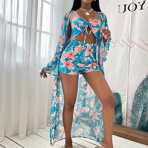 Women's Swimwear Bikini Three Piece Normal Swimsuit UV Protection Lace up Printing Hole Floral Leaf Light Blue Yellow Sky Blue V Wire Bathing Suits New Stylish Vacation / Sexy
Women's Swimwear Bikini Three Piece Normal Swimsuit UV Protection Lace up Printing Hole Floral Leaf Light Blue Yellow Sky Blue V Wire Bathing Suits New Stylish Vacation / Sexy