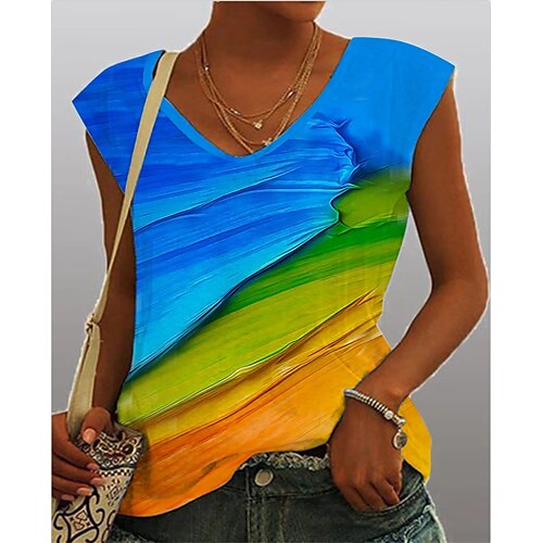 Women's Tank Top Camis Rainbow Color Gradient Patchwork Print Short Sleeve Casual Daily Basic Beach V Neck Regular S / 3D Print
Women's Tank Top Camis Rainbow Color Gradient Patchwork Print Short Sleeve Casual Daily Basic Beach V Neck Regular S / 3D Print