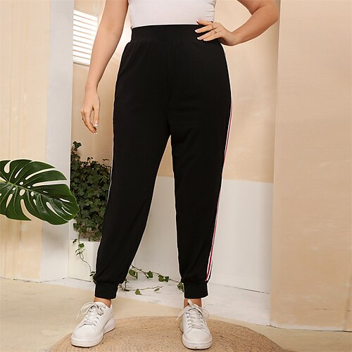 Women's Plus Size Sweatpants Chinos Stripe Striped Sporty Chino Casual Daily High Full Length Spring Fall Black L XL XXL 3XL 4XL
Women's Plus Size Sweatpants Chinos Stripe Striped Sporty Chino Casual Daily High Full Length Spring Fall Black L XL XXL 3XL 4XL