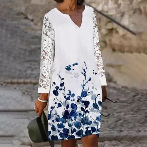 Damen Casual kleid Weiß Langarm Blumen Spitze Winter Herbst V Ausschnitt Lockere Passform 2022 S M L XL XXL 3XL
Damen Casual kleid Weiß Langarm Blumen Spitze Winter Herbst V Ausschnitt Lockere Passform 2022 S M L XL XXL 3XL