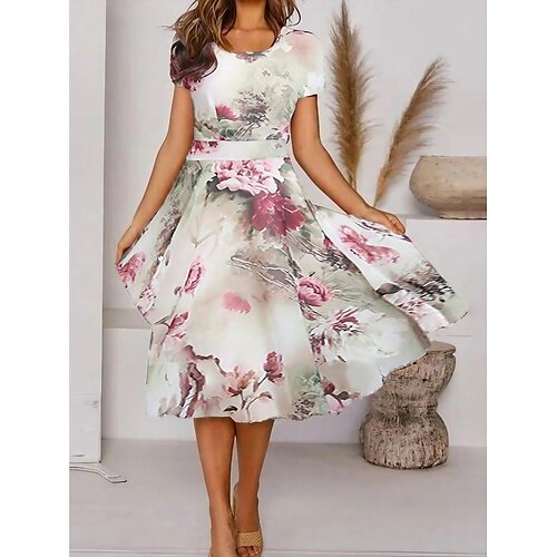 Women's Swing Dress Knee Length Dress Pink purple Green Pink Short Sleeve Floral Print Spring Summer Round Neck Elegant Casual 2022 S M L XL XXL 3XL 4XL 5XL
Women's Swing Dress Knee Length Dress Pink purple Green Pink Short Sleeve Floral Print Spring Summer Round Neck Elegant Casual 2022 S M L XL XXL 3XL 4XL 5XL