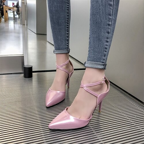 Women's Sandals Daily Summer Stiletto Heel Pointed Toe Minimalism Patent Leather Ankle Strap Solid Colored Black White Silver
Women's Sandals Daily Summer Stiletto Heel Pointed Toe Minimalism Patent Leather Ankle Strap Solid Colored Black White Silver