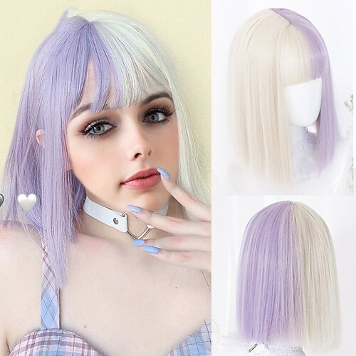 kvindelig kort glat hår lolita hvid og lilla syntetisk paryk harajuku paryk cosplay paryk halloween fest parykker
kvindelig kort glat hår lolita hvid og lilla syntetisk paryk harajuku paryk cosplay paryk halloween fest parykker