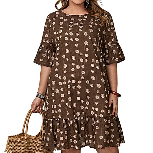Women's Plus Size Shift Dress Polka Dot Round Neck Print Half Sleeve Spring Summer Casual Knee Length Dress Daily Vacation Dress
Women's Plus Size Shift Dress Polka Dot Round Neck Print Half Sleeve Spring Summer Casual Knee Length Dress Daily Vacation Dress