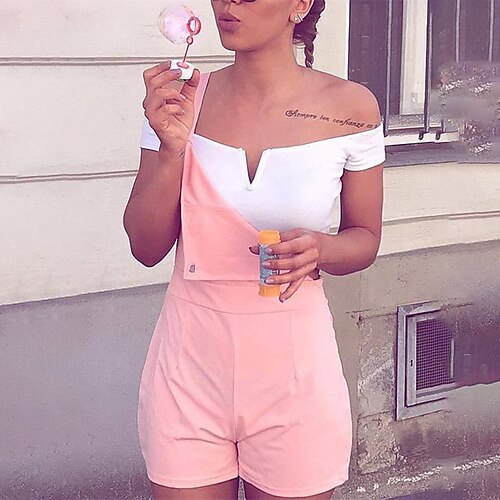 Women's Romper High Waist Cut Out Solid Color Square Neck Casual Street Daily Regular Fit Short Sleeve Gray Pink S M L Spring
Women's Romper High Waist Cut Out Solid Color Square Neck Casual Street Daily Regular Fit Short Sleeve Gray Pink S M L Spring