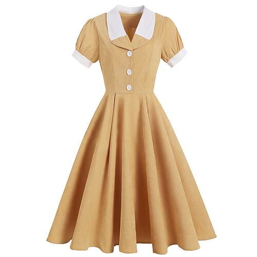 Women's 1950s Audrey Hepburn Swing Dress 100% Cotton Flare Dress Retro Vintage Peter Pan Lapel Dailywear Tea Party Casual Daily Short Sleeve Fit & Flare Dress Christmas
Women's 1950s Audrey Hepburn Swing Dress 100% Cotton Flare Dress Retro Vintage Peter Pan Lapel Dailywear Tea Party Casual Daily Short Sleeve Fit & Flare Dress Christmas
