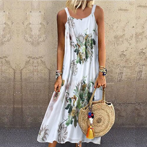 Women's Shift Dress Midi Dress Green Pink Sleeveless Floral Print Spring Summer U Neck Casual Linen M L XL XXL 3XL 4XL 5XL
Women's Shift Dress Midi Dress Green Pink Sleeveless Floral Print Spring Summer U Neck Casual Linen M L XL XXL 3XL 4XL 5XL