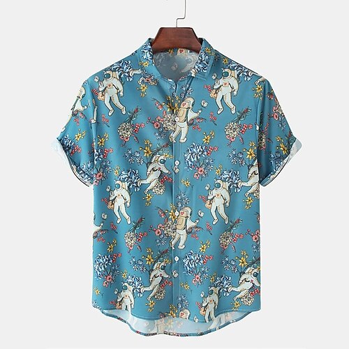 Homens Camisa Social Floral Astronauta Aberto para a Lateral Azul Ao ar livre Rua Manga Curta Botão para baixo Imprimir Roupa Moda Casual Respirável Confortável / Verão / Verão
Homens Camisa Social Floral Astronauta Aberto para a Lateral Azul Ao ar livre Rua Manga Curta Botão para baixo Imprimir Roupa Moda Casual Respirável Confortável / Verão / Verão
