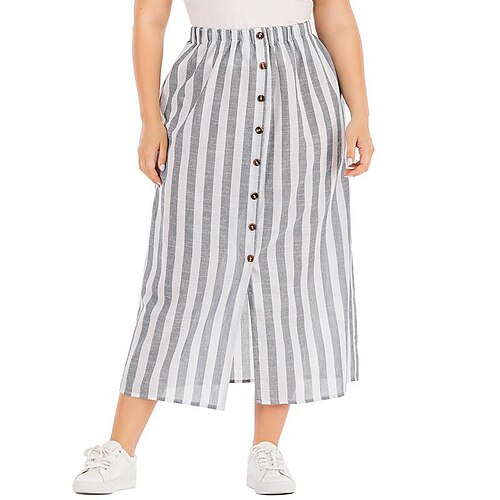 Women's Plus Size Skirt Print Striped Casual Chino Daily Vacation Natural Short Fall Spring Gray XL XXL 3XL 4XL
Women's Plus Size Skirt Print Striped Casual Chino Daily Vacation Natural Short Fall Spring Gray XL XXL 3XL 4XL
