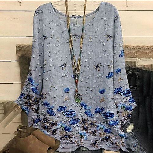 Women's Plus Size Tops Blouse Floral Print Long Sleeve Crewneck Streetwear Festival Daily Sports Polyester Fall Spring Blue Pink
Women's Plus Size Tops Blouse Floral Print Long Sleeve Crewneck Streetwear Festival Daily Sports Polyester Fall Spring Blue Pink