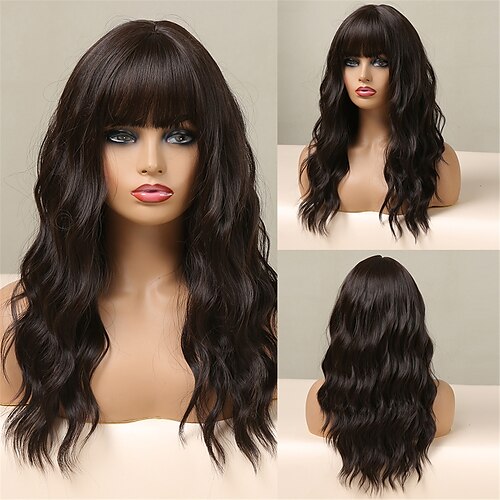 HAIRCUBE Natural Dark Brown Wigs for Black Women Afro Long Deep Wave Synthetic Hair Wig with Bangs Cosplay Heat Resistant Wig
HAIRCUBE Natural Dark Brown Wigs for Black Women Afro Long Deep Wave Synthetic Hair Wig with Bangs Cosplay Heat Resistant Wig
