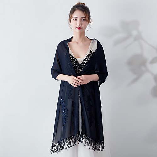 Women's Wrap Elegant Sleeveless Chiffon Wedding Wraps With Lace For Wedding All Seasons / Tassel / Appliques
Women's Wrap Elegant Sleeveless Chiffon Wedding Wraps With Lace For Wedding All Seasons / Tassel / Appliques