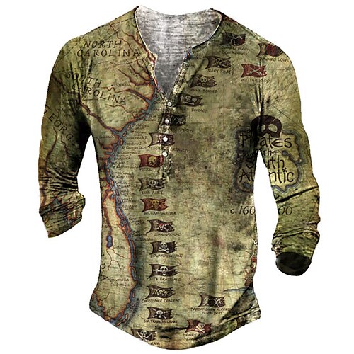 Men's Unisex T shirt Tee Henley Shirt Flag Skull Graphic Prints Henley Green 3D Print Outdoor Street Long Sleeve Button-Down Print Clothing Apparel Basic Sports Fashion Designer / Summer / Spring
Men's Unisex T shirt Tee Henley Shirt Flag Skull Graphic Prints Henley Green 3D Print Outdoor Street Long Sleeve Button-Down Print Clothing Apparel Basic Sports Fashion Designer / Summer / Spring