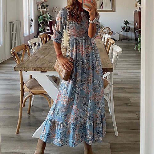 Women's Casual Dress Swing Dress Long Dress Maxi Dress Blue Half Sleeve Floral Print Fall Spring Autumn Crew Neck 2022 S M L XL
Women's Casual Dress Swing Dress Long Dress Maxi Dress Blue Half Sleeve Floral Print Fall Spring Autumn Crew Neck 2022 S M L XL