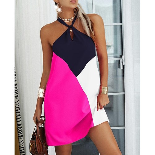 Women's Casual Dress Mini Dress Fuchsia Sleeveless Color Block Patchwork Spring Summer Halter Neck Modern Loose Fit 2022 S M L XL XXL 3XL
Women's Casual Dress Mini Dress Fuchsia Sleeveless Color Block Patchwork Spring Summer Halter Neck Modern Loose Fit 2022 S M L XL XXL 3XL
