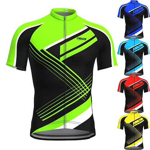 21Grams Men's Cycling Jersey Short Sleeve Bike Top with 3 Rear Pockets Mountain Bike MTB Road Bike Cycling Breathable Quick Dry Moisture Wicking Reflective Strips Green Yellow Sky Blue Polyester
21Grams Men's Cycling Jersey Short Sleeve Bike Top with 3 Rear Pockets Mountain Bike MTB Road Bike Cycling Breathable Quick Dry Moisture Wicking Reflective Strips Green Yellow Sky Blue Polyester