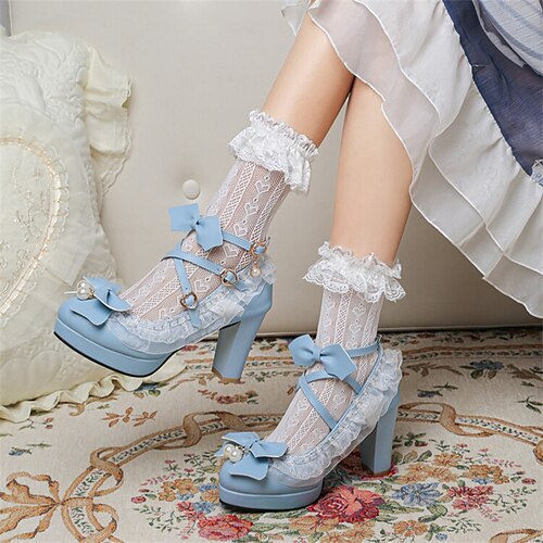 Damen Lolita Schuhe Täglich Sommer Schleife Spitze Blockabsatz Runde Zehe Minimalismus PU Leder Knöchelriemen Einfarbig Mandelfarben Schwarz Weiß
Damen Lolita Schuhe Täglich Sommer Schleife Spitze Blockabsatz Runde Zehe Minimalismus PU Leder Knöchelriemen Einfarbig Mandelfarben Schwarz Weiß