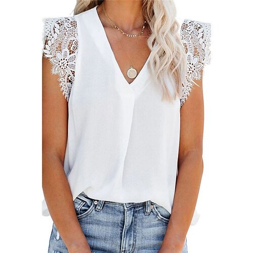 Women's Tank Top Vest Green Pink White Plain Lace Trims Sleeveless Daily Weekend Streetwear Casual V Neck Regular S
Women's Tank Top Vest Green Pink White Plain Lace Trims Sleeveless Daily Weekend Streetwear Casual V Neck Regular S