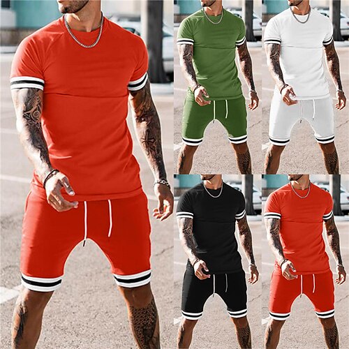 Men's T-shirt Suits Tracksuit Tennis Shirt Shorts and T Shirt Set Set Striped Crew Neck Green Black Orange White Outdoor Street Short Sleeve 2 Piece Clothing Apparel Sports Fashion Designer Casual
Men's T-shirt Suits Tracksuit Tennis Shirt Shorts and T Shirt Set Set Striped Crew Neck Green Black Orange White Outdoor Street Short Sleeve 2 Piece Clothing Apparel Sports Fashion Designer Casual