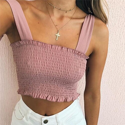 Mulheres Cortar parte superior Malha Íntima Colete Preto Branco Rosa Tecido Frufru Sem Manga Diário Final de semana Roupa de rua Casual Ombro a Ombro Colheita S
Mulheres Cortar parte superior Malha Íntima Colete Preto Branco Rosa Tecido Frufru Sem Manga Diário Final de semana Roupa de rua Casual Ombro a Ombro Colheita S
