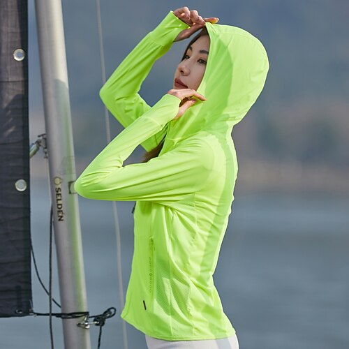 

Women's UPF 50 UV Sun Protection Zip Up Hoodie Long Sleeve Fishing Running Hiking Jacket Summer Outdoor Ventilation Ultraviolet Resistant Front Zipper Stretchy Jacket Climbing Beach Camping Caving