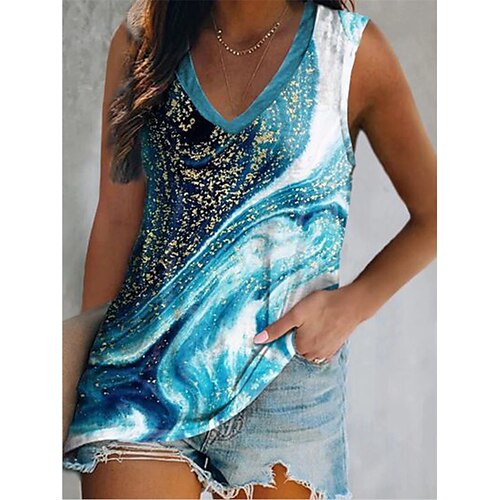 Mujer Camis Azul Piscina Gradiente de Color Retazos Estampado Sin Mangas Casual Diario Básico Escote en Pico Regular S
Mujer Camis Azul Piscina Gradiente de Color Retazos Estampado Sin Mangas Casual Diario Básico Escote en Pico Regular S