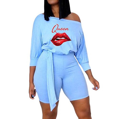 Women's Romper Lace up Print Letter Crew Neck Active Street Sport Regular Fit 3/4 Length Sleeve Blue Purple S M L Spring
Women's Romper Lace up Print Letter Crew Neck Active Street Sport Regular Fit 3/4 Length Sleeve Blue Purple S M L Spring