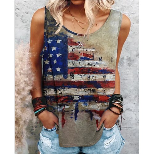 Women's Tank Top Camis Khaki Flag Patchwork Print Sleeveless Independence Day Casual Beach Round Neck Regular Loose Fit Independence Day Boho S / 3D Print
Women's Tank Top Camis Khaki Flag Patchwork Print Sleeveless Independence Day Casual Beach Round Neck Regular Loose Fit Independence Day Boho S / 3D Print