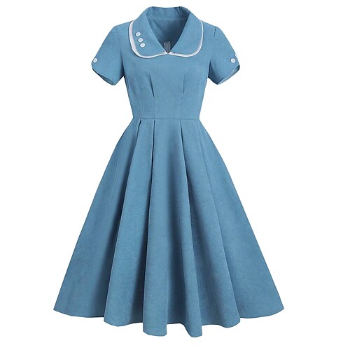 Women's 1950s Audrey Hepburn Swing Dress 100% Cotton Flare Dress Retro Vintage Peter Pan Lapel Dailywear Tea Party Casual Daily Short Sleeve Fit & Flare Dress Christmas
Women's 1950s Audrey Hepburn Swing Dress 100% Cotton Flare Dress Retro Vintage Peter Pan Lapel Dailywear Tea Party Casual Daily Short Sleeve Fit & Flare Dress Christmas