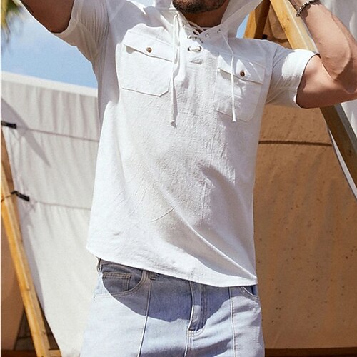 Men's Casual Shirt Solid Colored Hooded White Outdoor Street Short Sleeve Lace up Clothing Apparel Fashion Casual Breathable Comfortable / Summer / Spring / Summer
Men's Casual Shirt Solid Colored Hooded White Outdoor Street Short Sleeve Lace up Clothing Apparel Fashion Casual Breathable Comfortable / Summer / Spring / Summer
