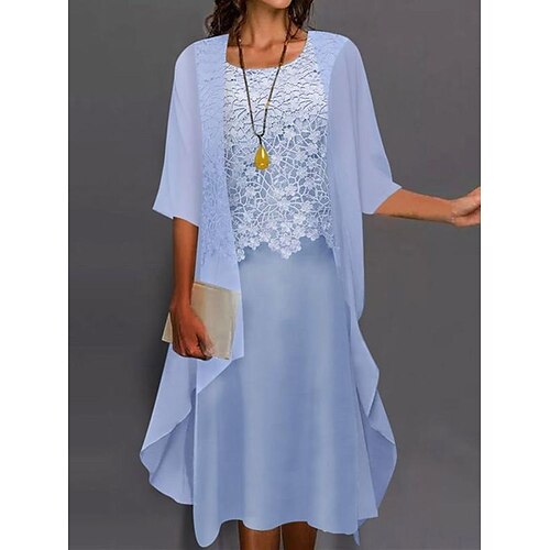 Women's Dress Set Two Piece Dress Shift Dress Midi Dress Light Blue Half Sleeve Pure Color Lace Fall Spring Autumn Crew Neck 2022 M L XL XXL XXXL 4XL 5XL
Women's Dress Set Two Piece Dress Shift Dress Midi Dress Light Blue Half Sleeve Pure Color Lace Fall Spring Autumn Crew Neck 2022 M L XL XXL XXXL 4XL 5XL