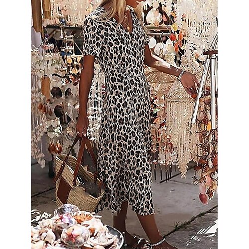 Dame Uformell kjole Midikjole Hvit Kortermet Leopard Trykt mønster Vår Sommer V-hals Ferie 2023 S M L XL XXL 3XL
Dame Uformell kjole Midikjole Hvit Kortermet Leopard Trykt mønster Vår Sommer V-hals Ferie 2023 S M L XL XXL 3XL