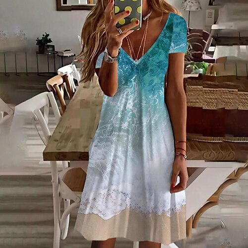 Women's A Line Dress Short Mini Dress Blue Short Sleeve Print Print Spring Summer V Neck Casual 2022 S M L XL XXL 3XL
Women's A Line Dress Short Mini Dress Blue Short Sleeve Print Print Spring Summer V Neck Casual 2022 S M L XL XXL 3XL