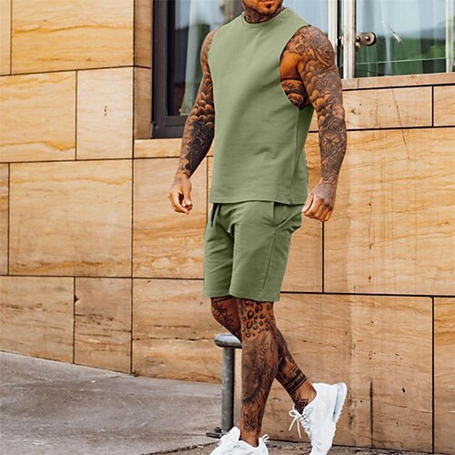 Herre T-skjorte drakter Joggedress Tennis skjorte Shorts og T-skjorte sett Sett Helfarge Crew-hals utendørs Gate Kortermet Stropper 2 deler Klær Sport Mote Designer Klassisk
Herre T-skjorte drakter Joggedress Tennis skjorte Shorts og T-skjorte sett Sett Helfarge Crew-hals utendørs Gate Kortermet Stropper 2 deler Klær Sport Mote Designer Klassisk