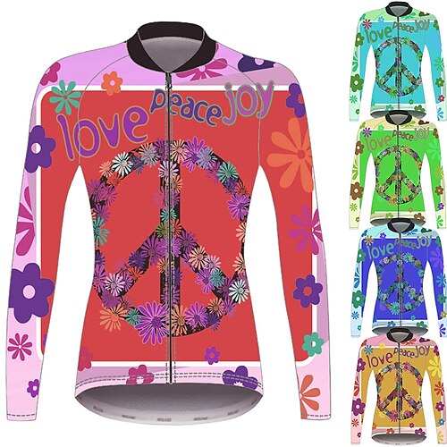 21Grams Women's Cycling Jersey Long Sleeve Winter Bike Jersey Top with 3 Rear Pockets Mountain Bike MTB Road Bike Cycling Thermal Warm UV Resistant Cycling Breathable Green Blue Yellow Peace & Love
21Grams Women's Cycling Jersey Long Sleeve Winter Bike Jersey Top with 3 Rear Pockets Mountain Bike MTB Road Bike Cycling Thermal Warm UV Resistant Cycling Breathable Green Blue Yellow Peace & Love