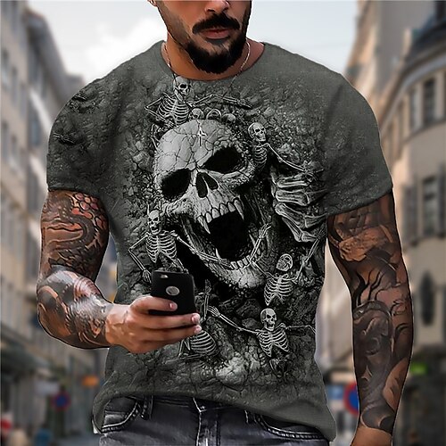 Men's Unisex T shirt Tee Skull Graphic Prints Crew Neck Gray 3D Print Outdoor Street Short Sleeve Print Clothing Apparel Sports Designer Casual Big and Tall / Summer / Summer
Men's Unisex T shirt Tee Skull Graphic Prints Crew Neck Gray 3D Print Outdoor Street Short Sleeve Print Clothing Apparel Sports Designer Casual Big and Tall / Summer / Summer