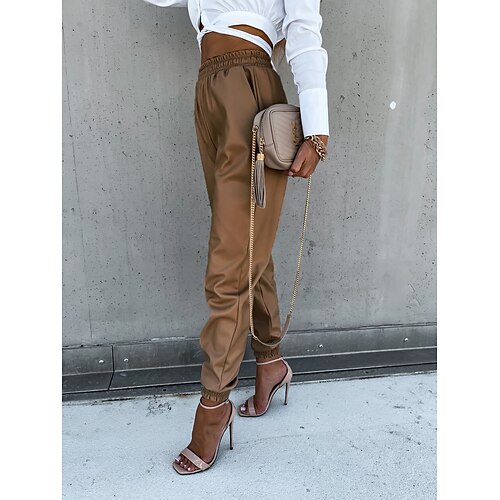 Women's Joggers Chinos PU Khaki Black Mid Waist Fashion Casual Weekend Side Pockets Micro-elastic Full Length Comfort Plain S M L XL XXL
Women's Joggers Chinos PU Khaki Black Mid Waist Fashion Casual Weekend Side Pockets Micro-elastic Full Length Comfort Plain S M L XL XXL
