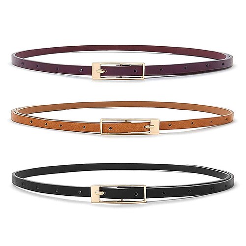 3 PCS Women's Skinny Belt PU Leather Prong Buckle D-ring Classic Cowboy Daily Holiday Multicolor
3 PCS Women's Skinny Belt PU Leather Prong Buckle D-ring Classic Cowboy Daily Holiday Multicolor